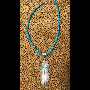 Running Bear Turquoise and Silver Necklace
